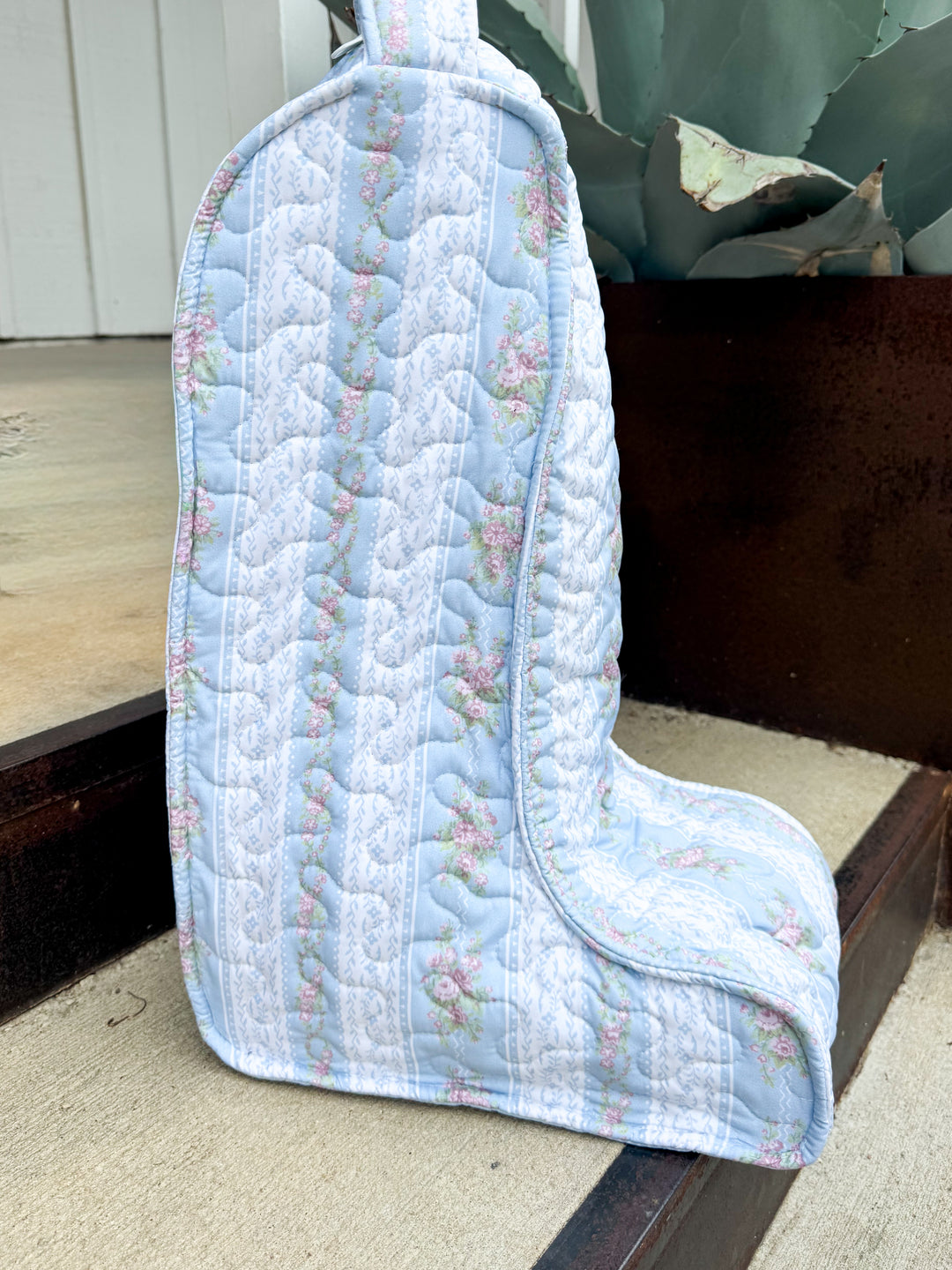 Ida Mae Home Bella Stripe Blue Quilted Tall Boot Bag
