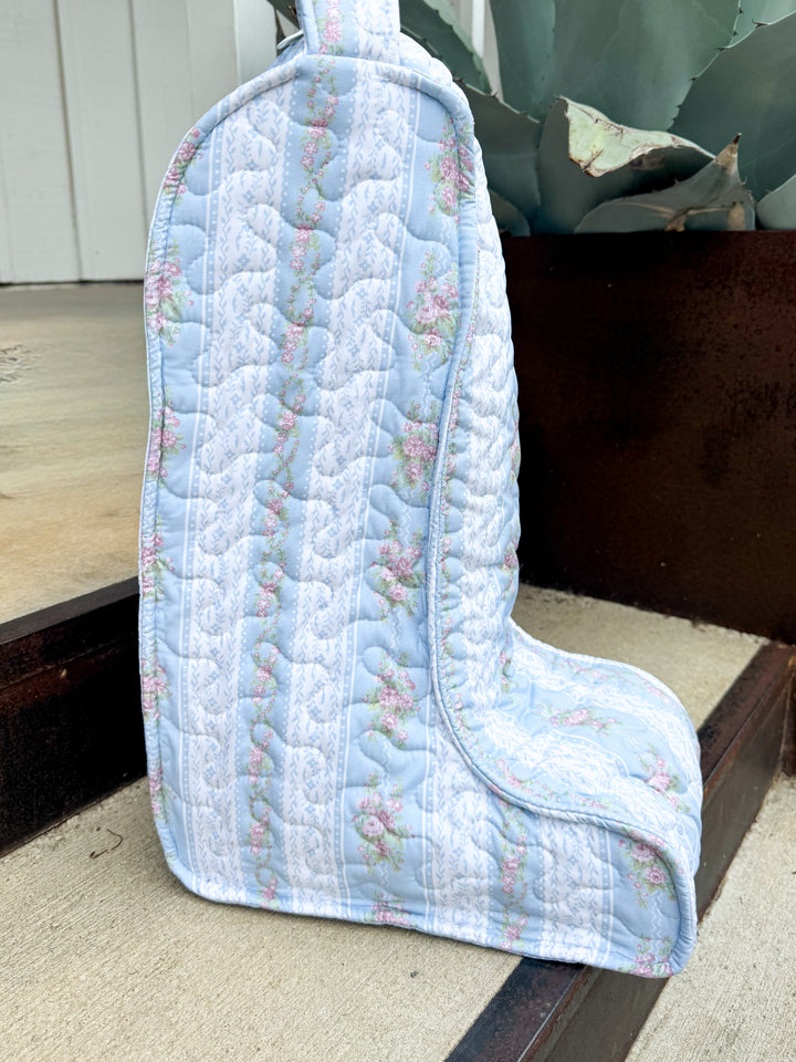 Ida Mae Home Bella Stripe Blue Quilted Tall Boot Bag