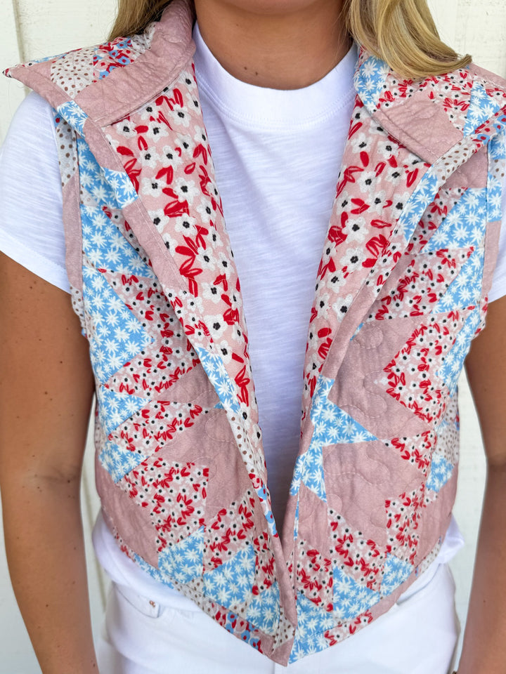 Ida Mae Home Adeline Patchwork Rose Quilted Cate Vest