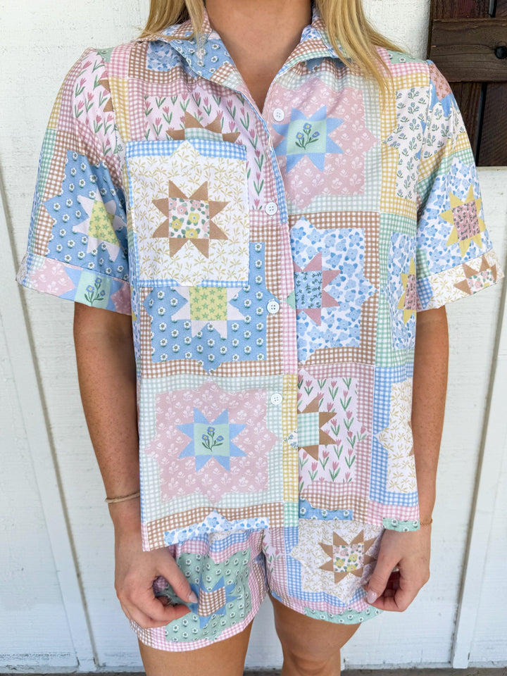 Ida Mae Gwen Patchwork Original Shorty Pajama Set