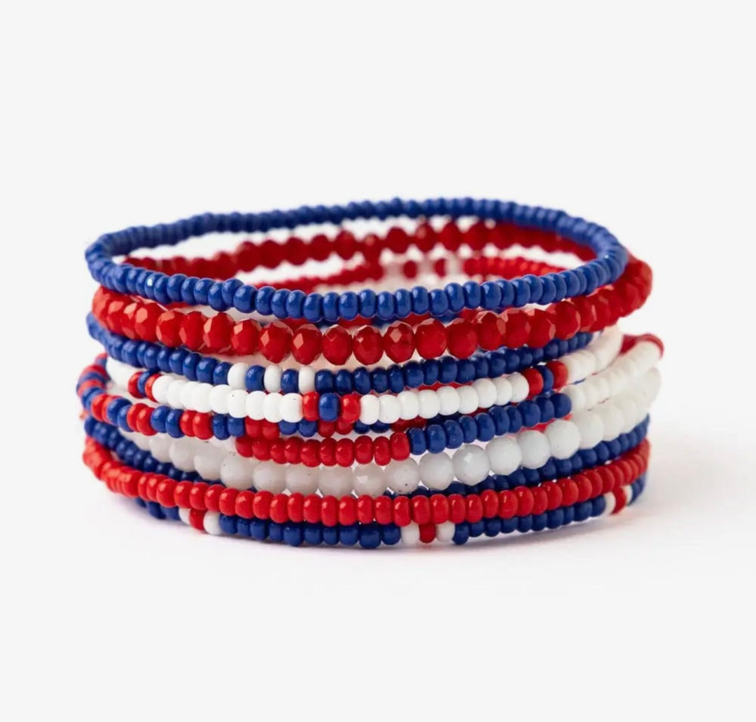 Ink & Alloy Gameday Color Block Beaded Stretch Bracelets