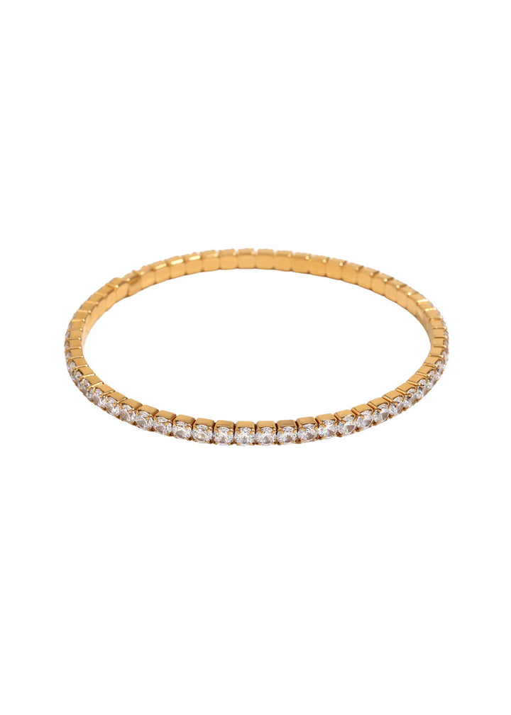 HJ 3mm Gold Stretchy Tennis Bracelet
