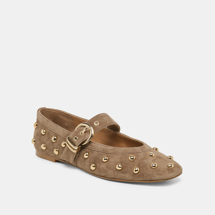 Dolce Vita Mikel Stud Ballet Flat - Olive Suede