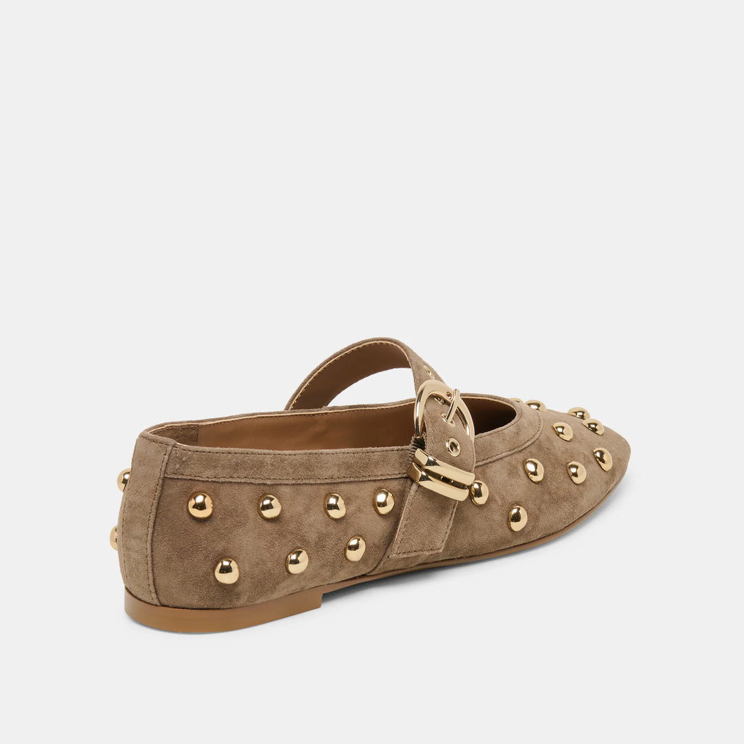 Dolce Vita Mikel Stud Ballet Flat - Olive Suede