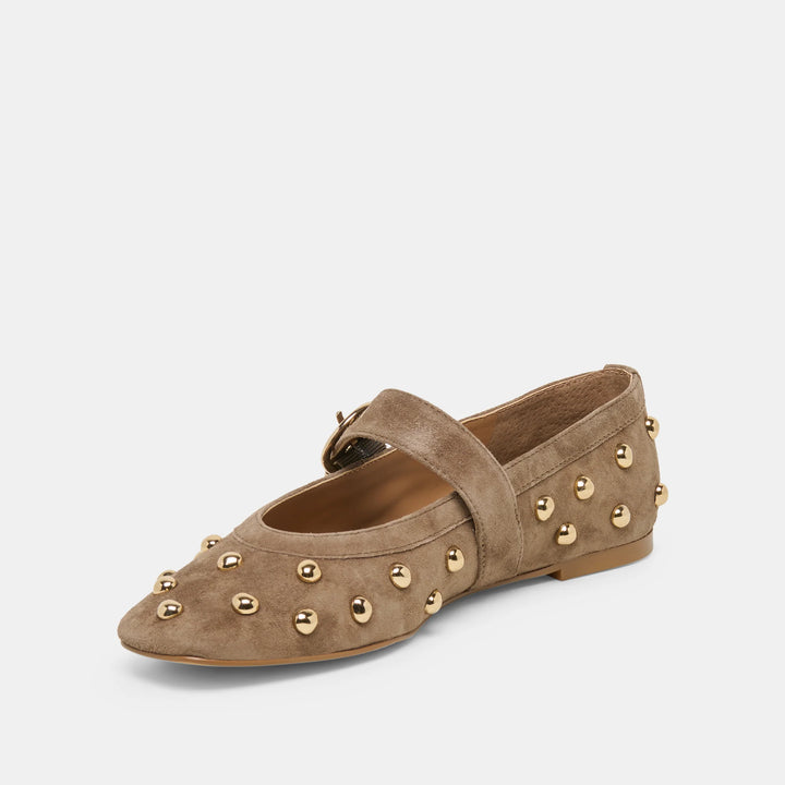 Dolce Vita Mikel Stud Ballet Flat - Olive Suede