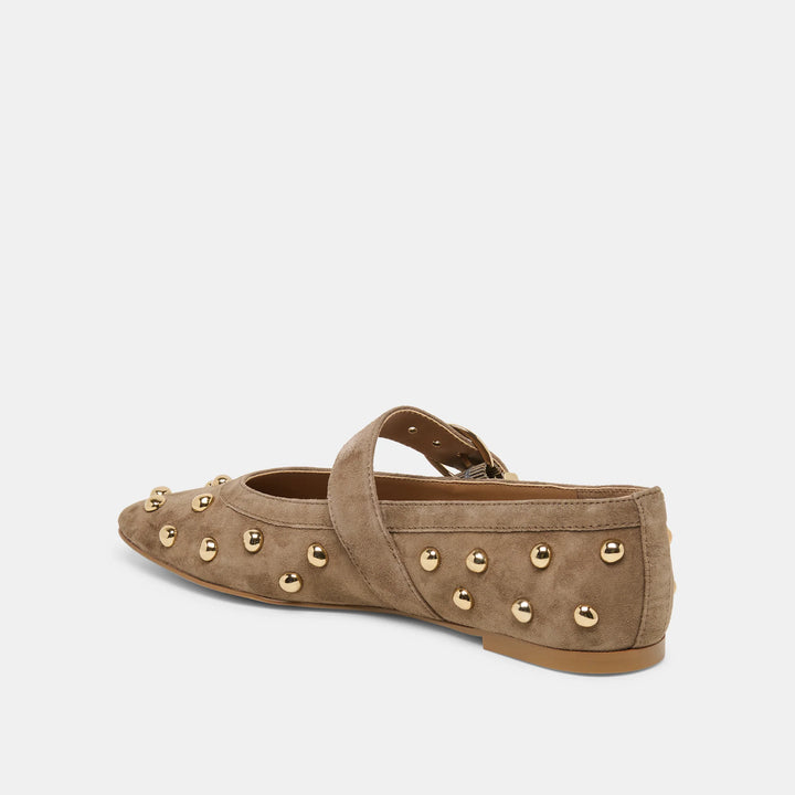Dolce Vita Mikel Stud Ballet Flat - Olive Suede