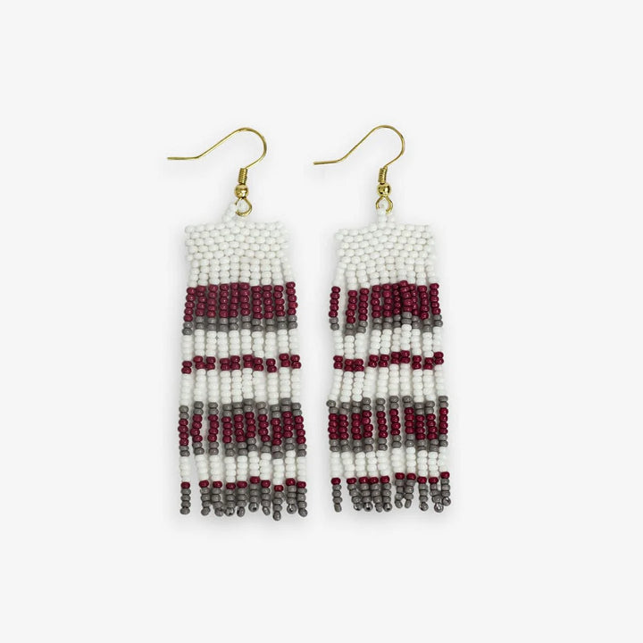 Adaline Stripes Beaded Fringe Earrings