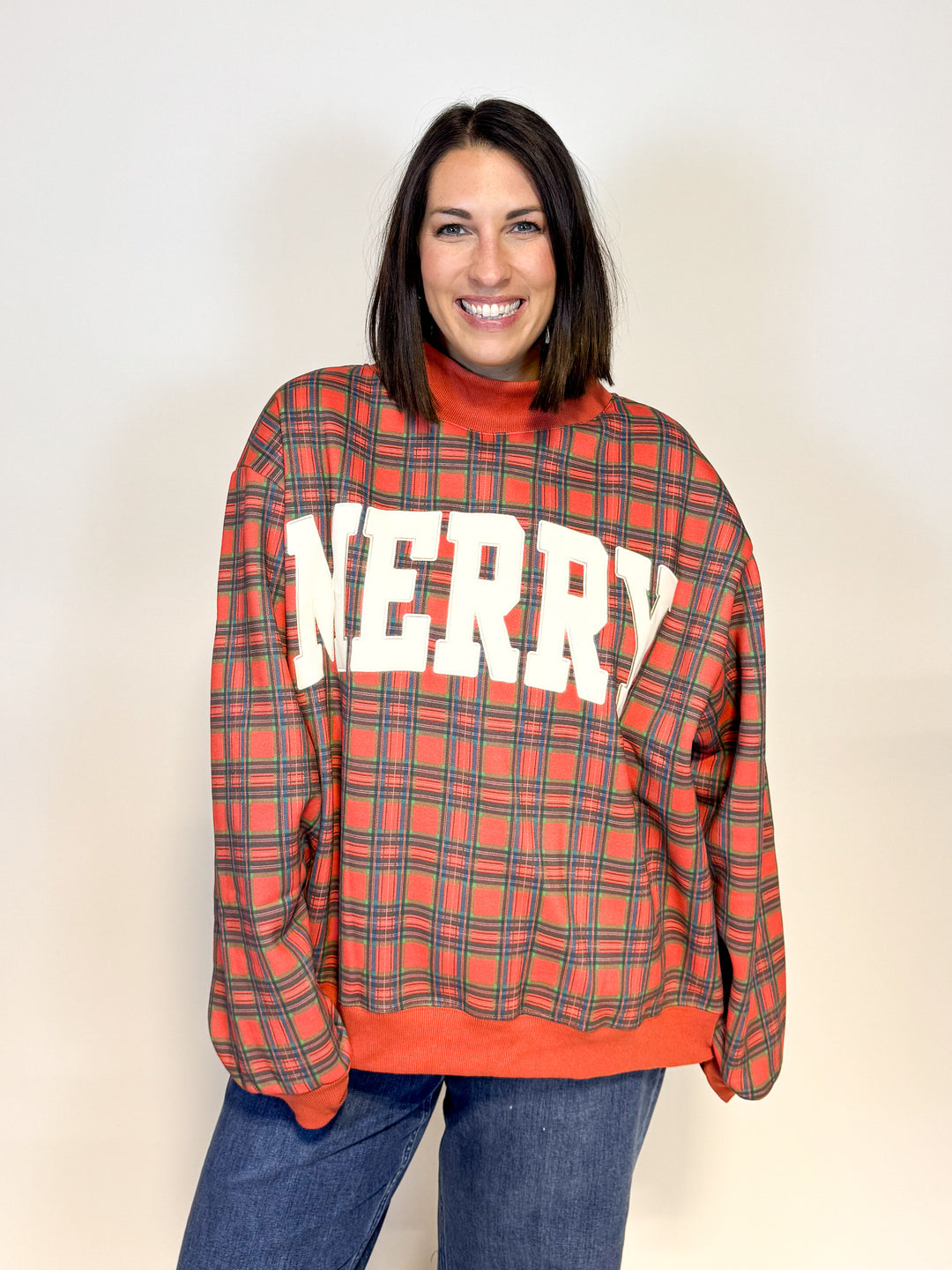 The Merry Plaid Mockneck