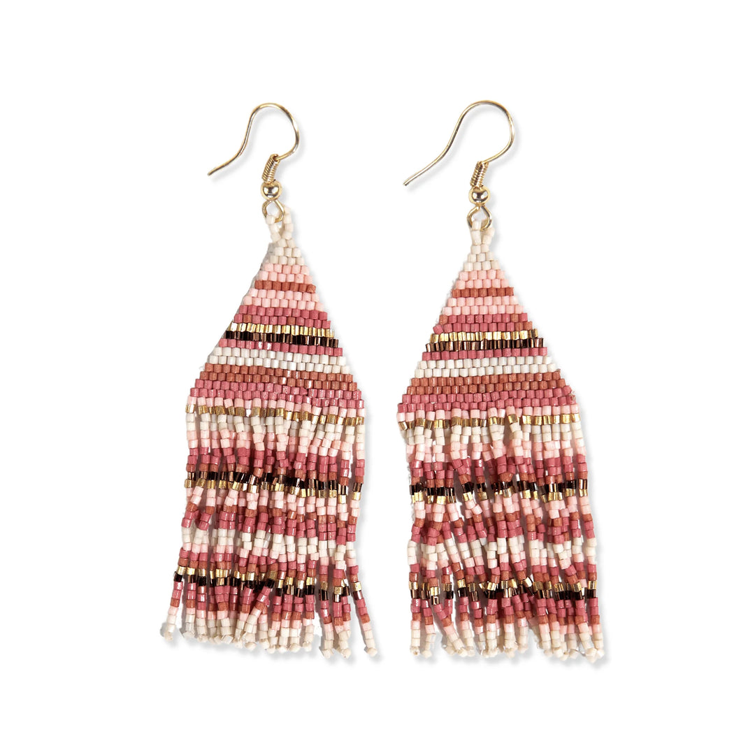 Lexie Horizontal Stripe Beaded Fringe Earrings