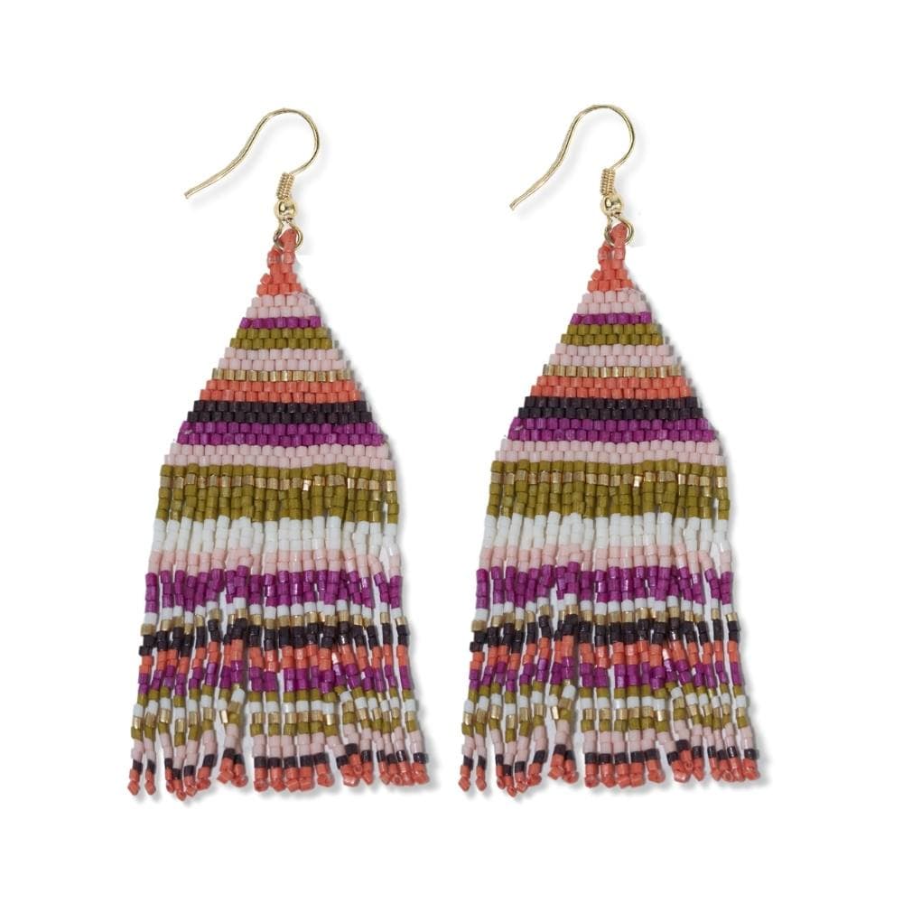 Lexie Horizontal Stripe Beaded Fringe Earrings