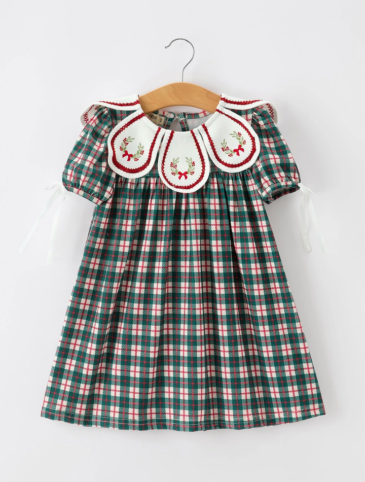 BR Rylee Faith Christmas Plaid Wreath Dress
