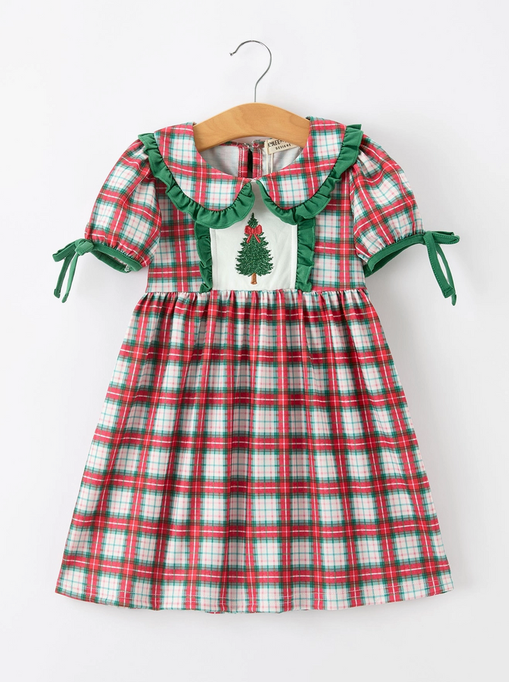 BR Rylee Faith Christmas Tree Plaid Dress