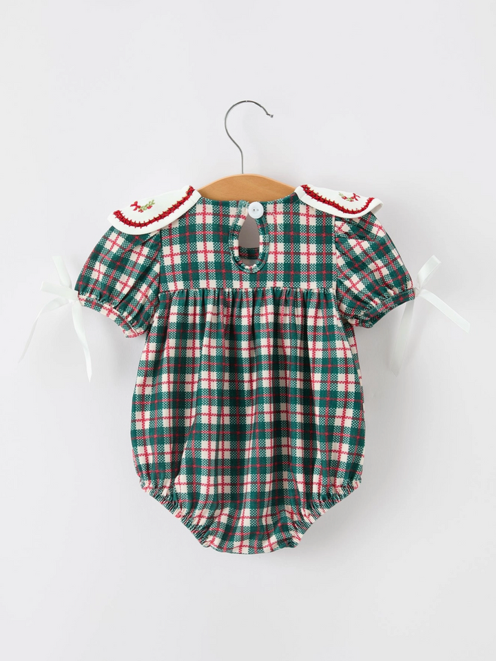 BR Rylee Faith Christmas Plaid Wreath Bubble Romper