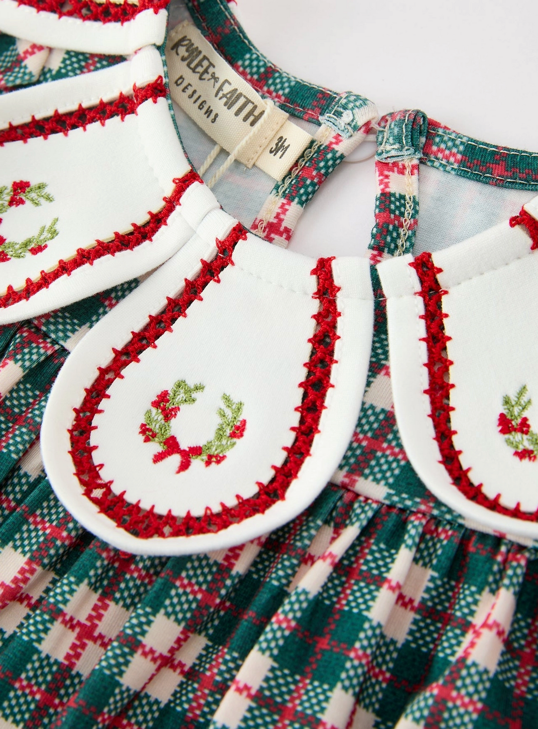 BR Rylee Faith Christmas Plaid Wreath Bubble Romper