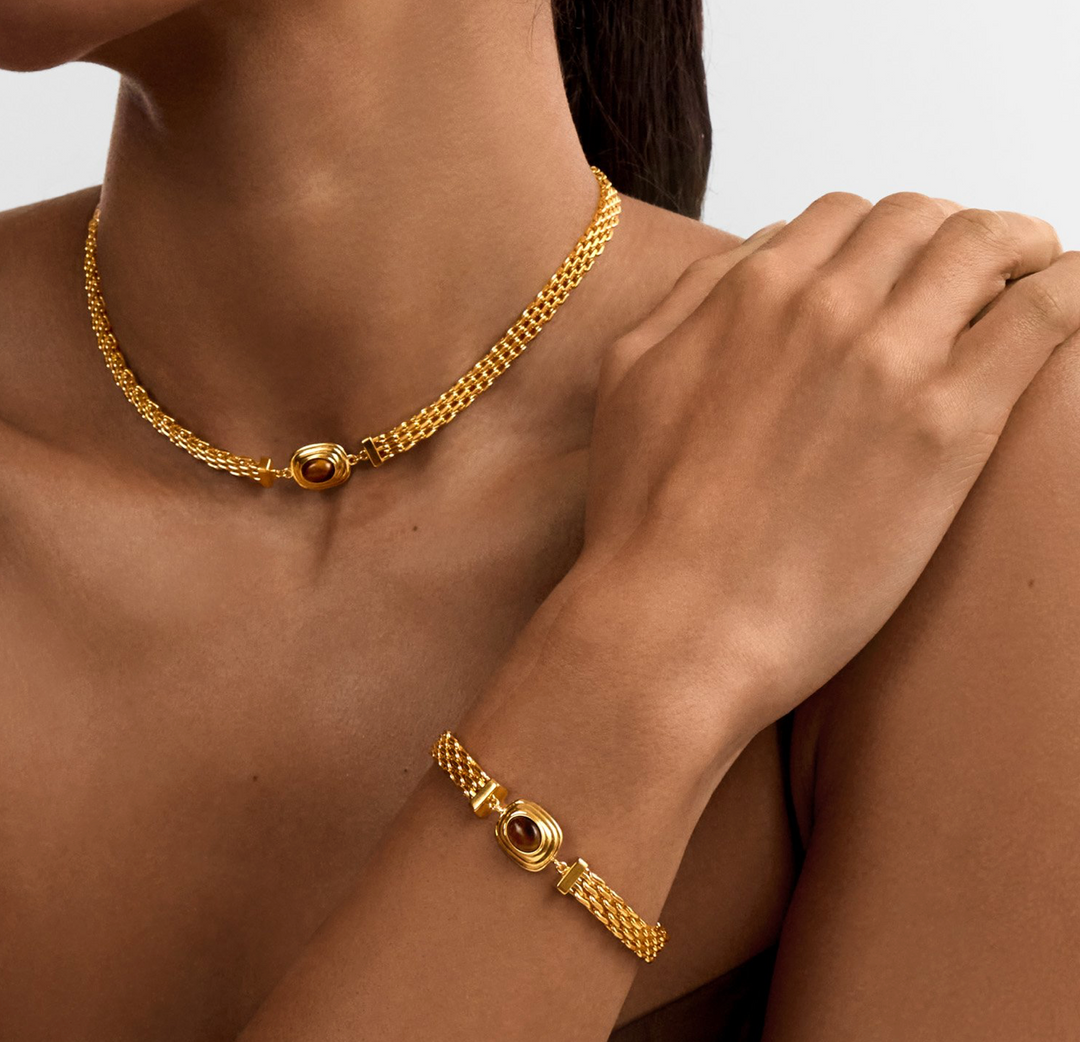 Katie Loxton Tiger's Eye Button Bracelet