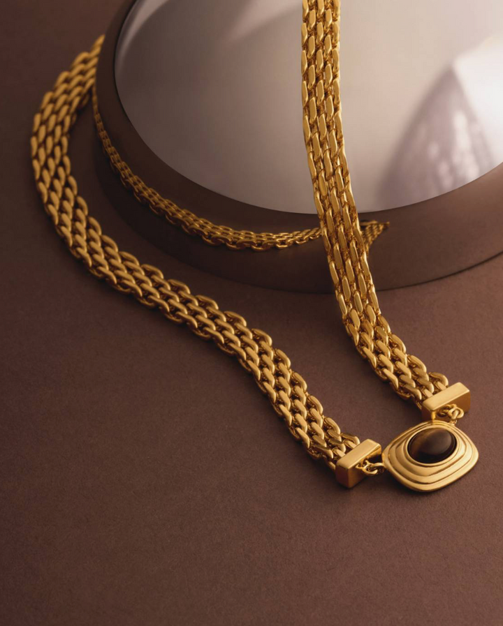 Katie Loxton Tiger's Eye Button Necklace