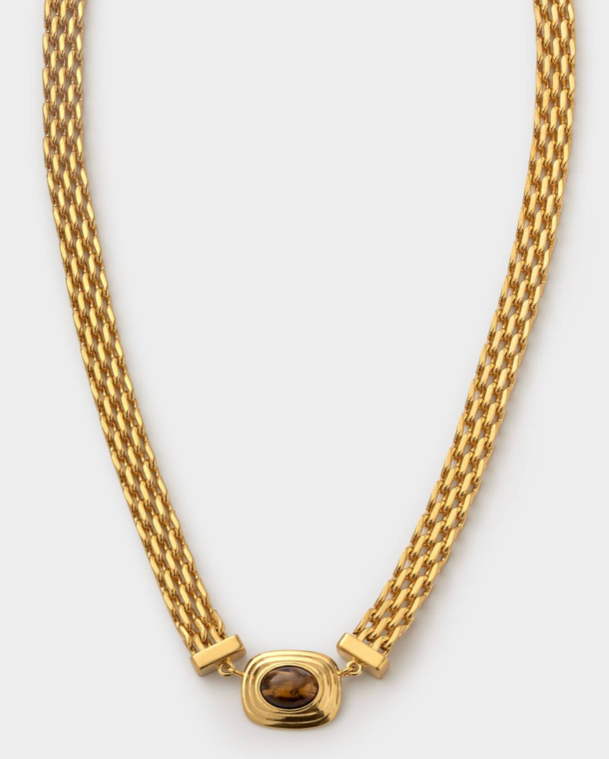 Katie Loxton Tiger's Eye Button Necklace