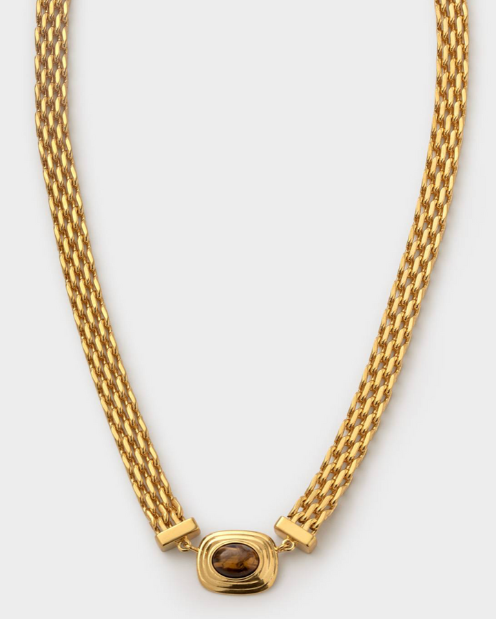 Katie Loxton Tiger's Eye Button Necklace