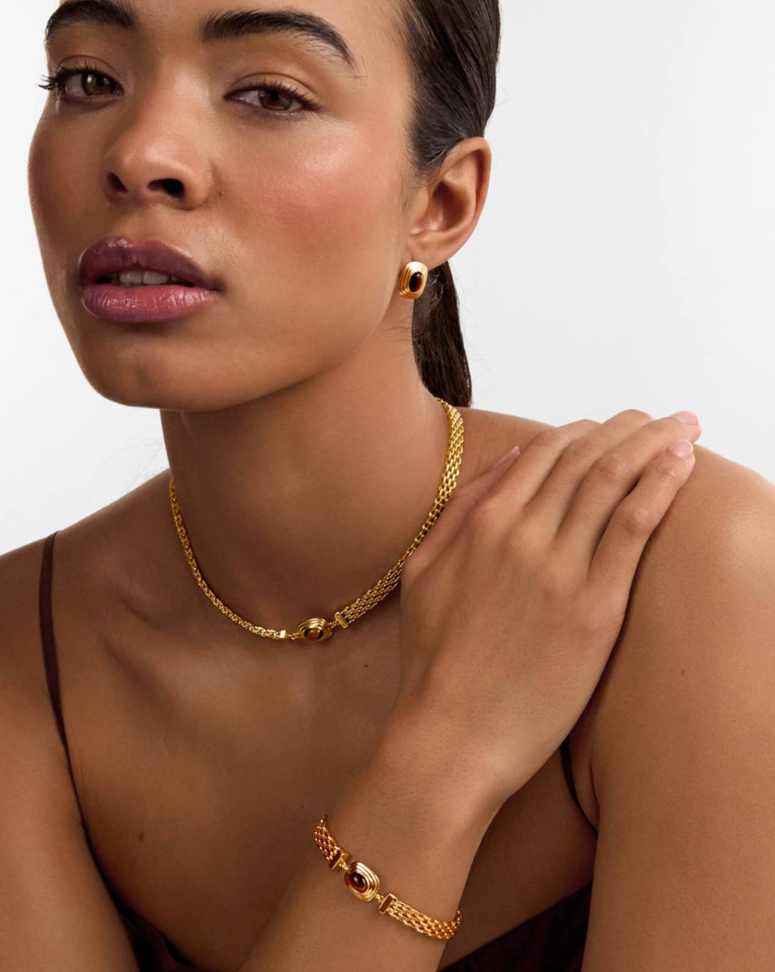 Katie Loxton Tiger's Eye Button Necklace