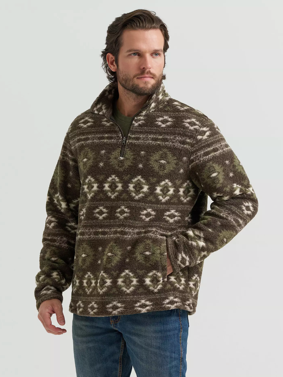 Wrangler Men's Hay Away Sherpa Quarter Zip Pullover