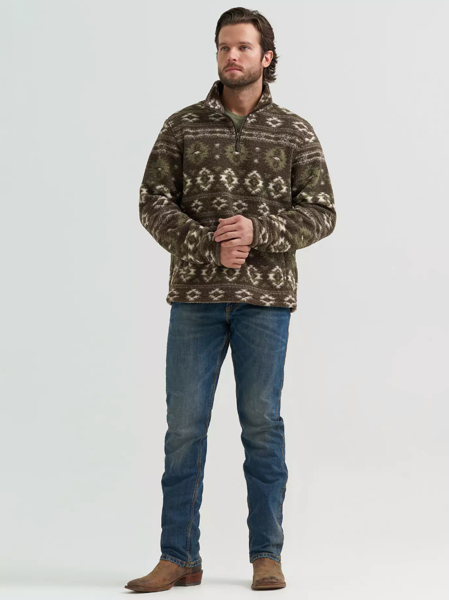 Wrangler Men's Hay Away Sherpa Quarter Zip Pullover