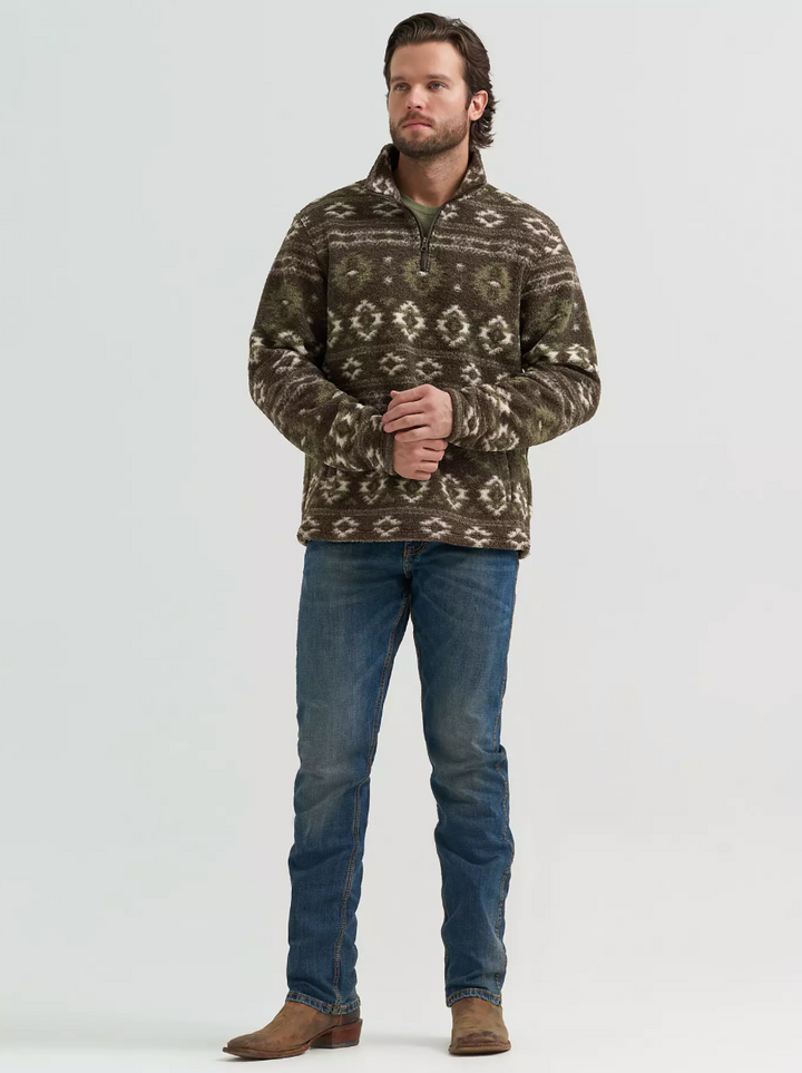 Wrangler Men's Hay Away Sherpa Quarter Zip Pullover