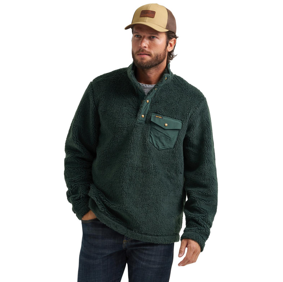 Wrangler Men's Hay Away Sherpa Quarter Snap Pullover