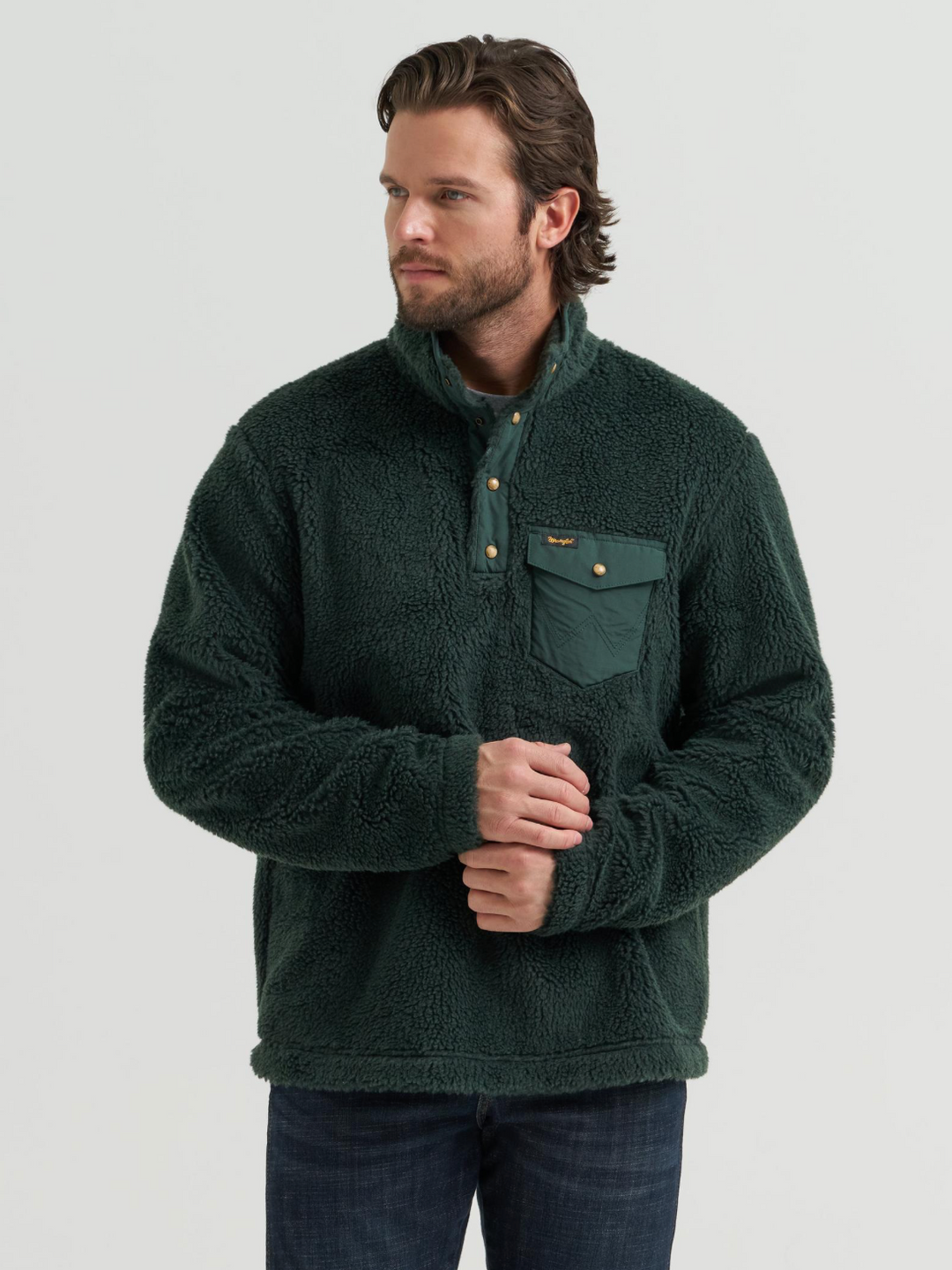 Wrangler Men's Hay Away Sherpa Quarter Snap Pullover