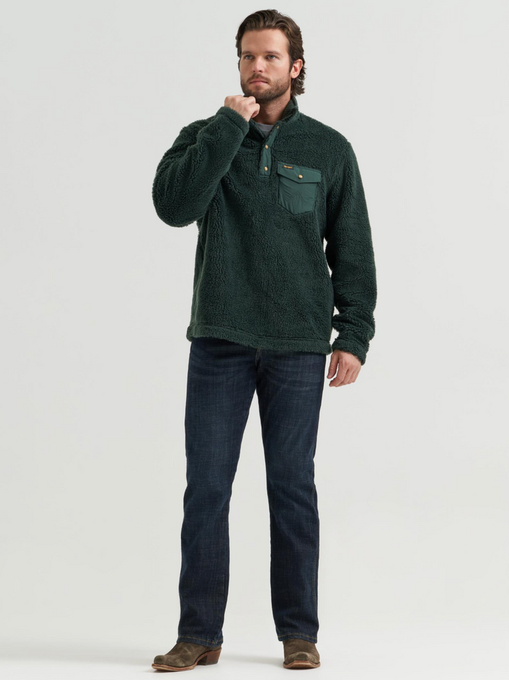 Wrangler Men's Hay Away Sherpa Quarter Snap Pullover