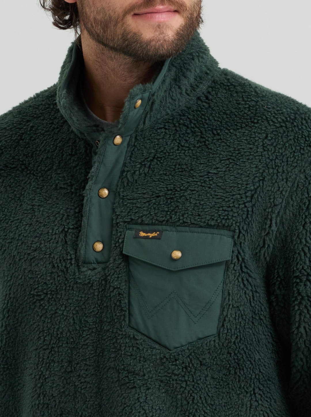 Wrangler Men's Hay Away Sherpa Quarter Snap Pullover