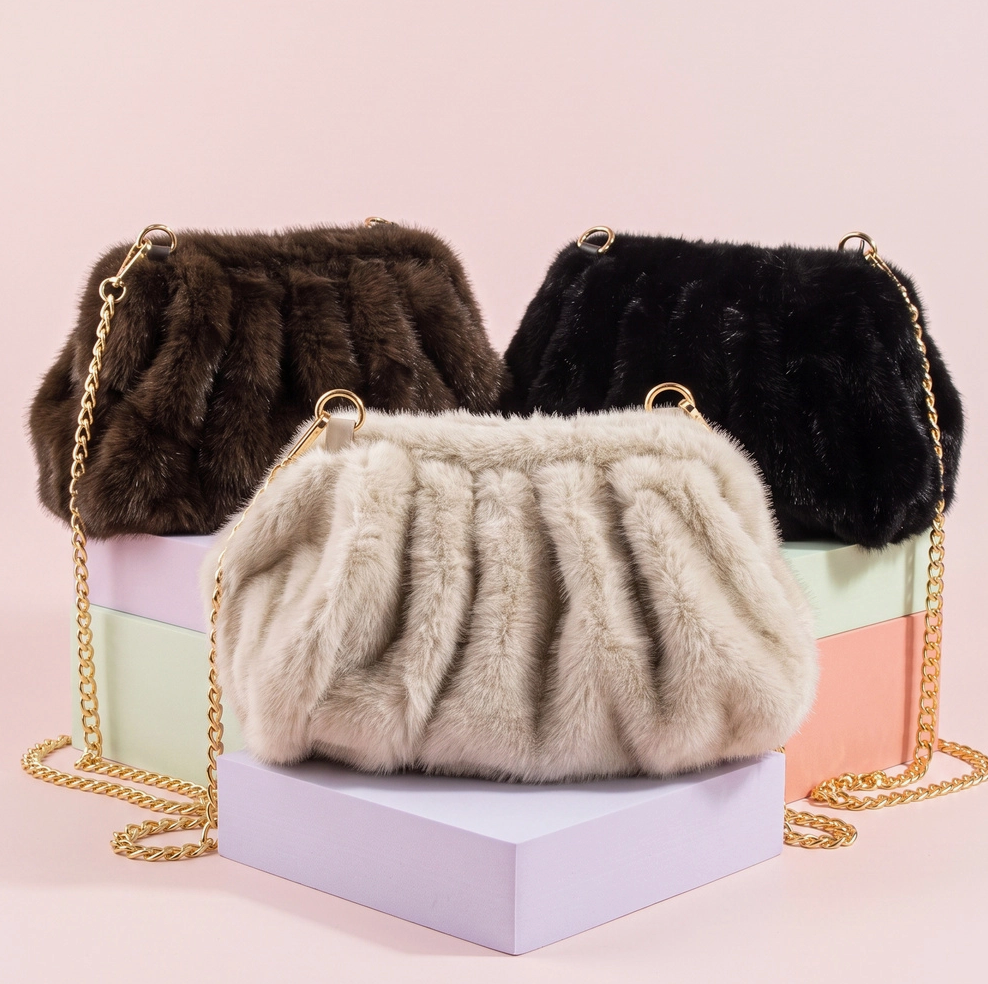 Plush Pleated Crossbody Bag