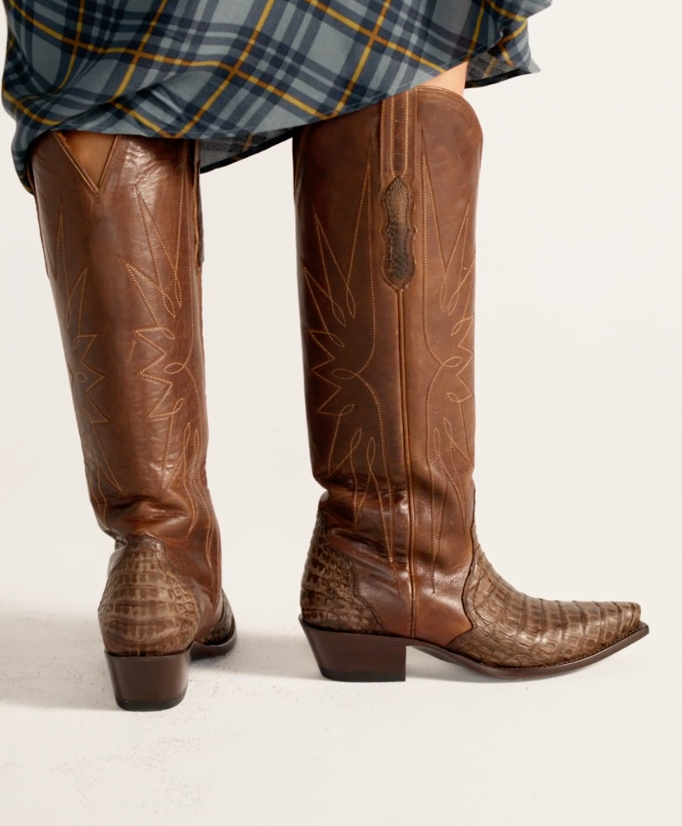 Tecova Loretta Boot- Truffle Caiman