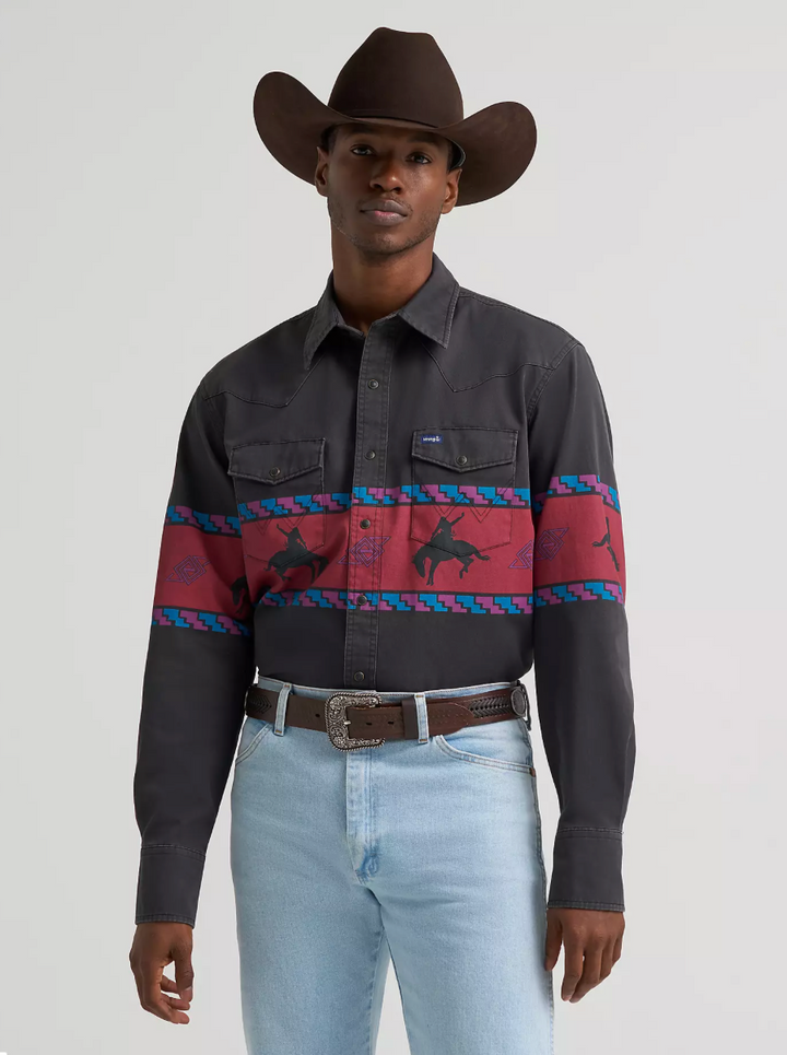 Wrangler Men's Vintage-Inspired Western Snap Shirt