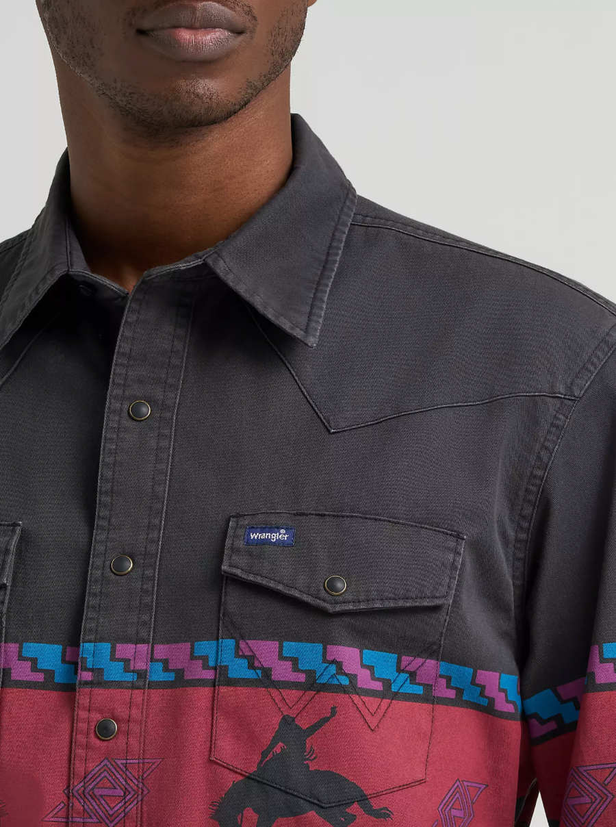 Wrangler Men's Vintage-Inspired Western Snap Shirt