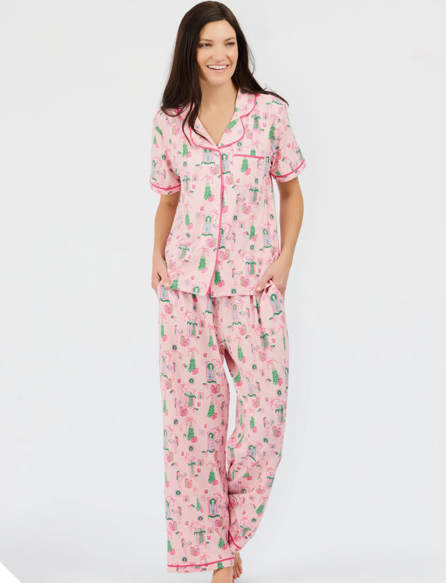 MS Charlotte Christmas Cottage Pink Pajama Set