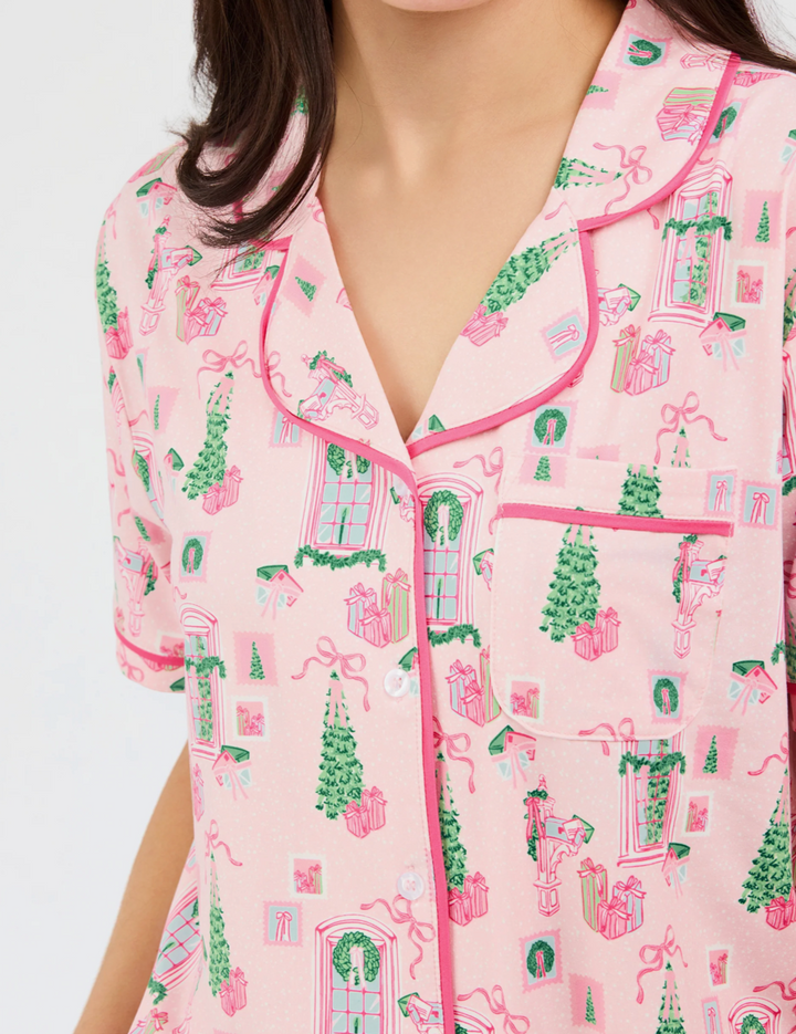 MS Charlotte Christmas Cottage Pink Pajama Set