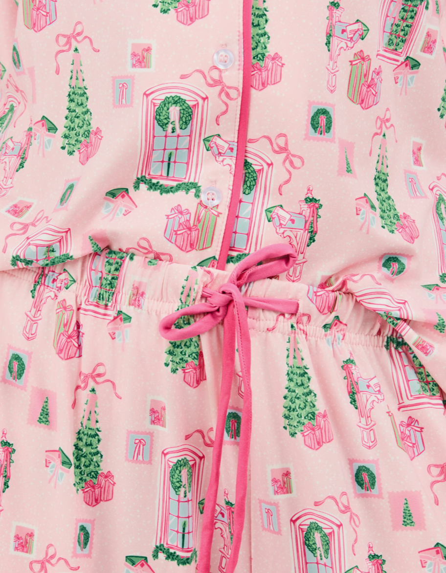 MS Charlotte Christmas Cottage Pink Pajama Set
