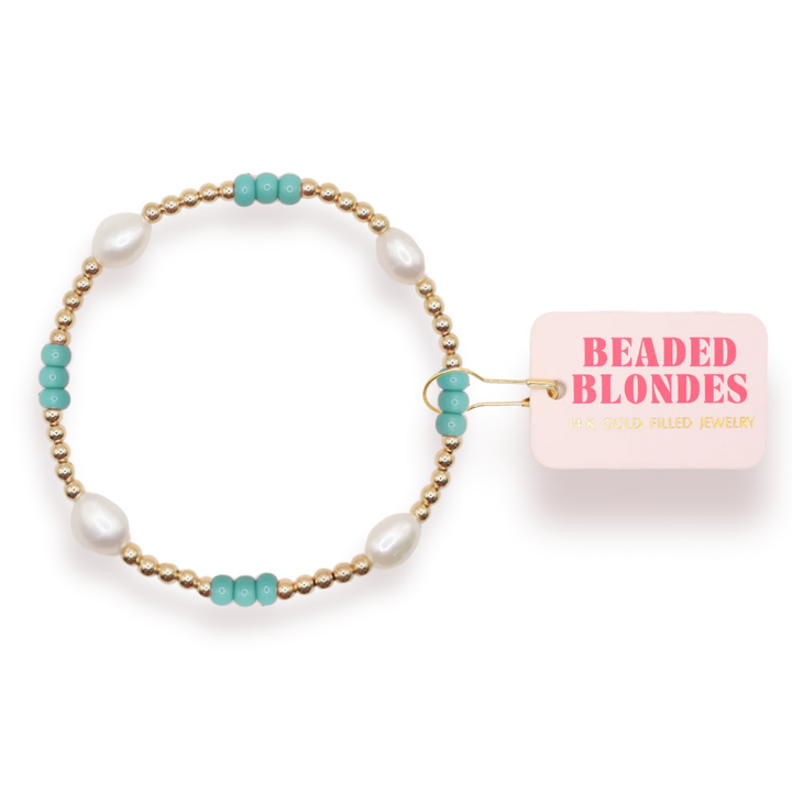 Beaded Blondes Turquoise Pearl Poppi Bracelet