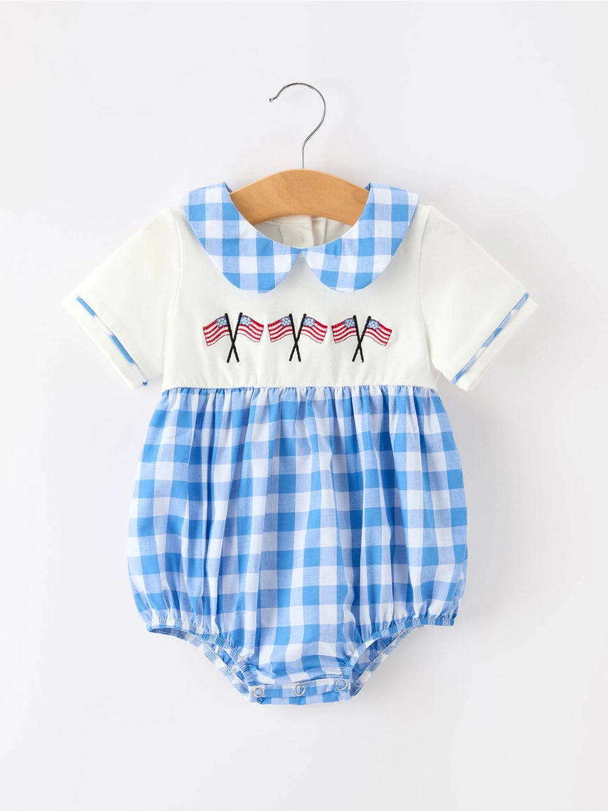 BR 4th of July Plaid Romper
