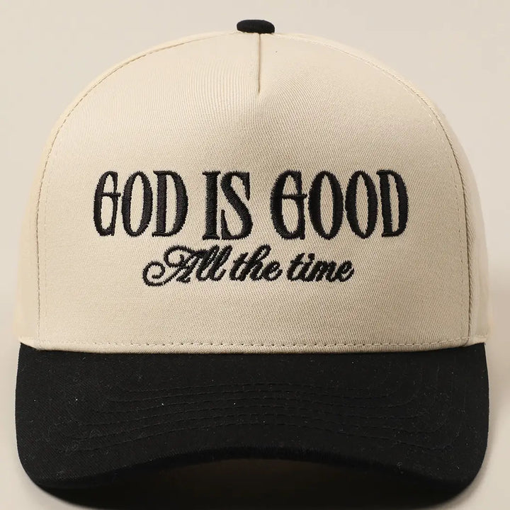 God Is Good All The Time Embroidery Trucker Hat