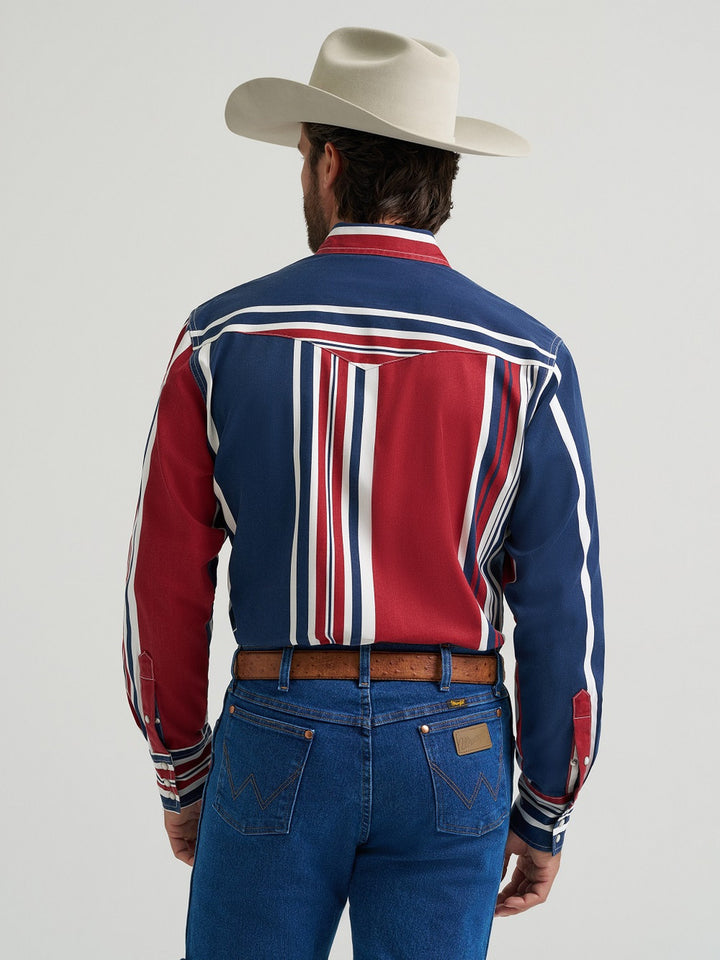 Wrangler Men's Vintage Inspired Brushpopper Snap Shirt - Americana