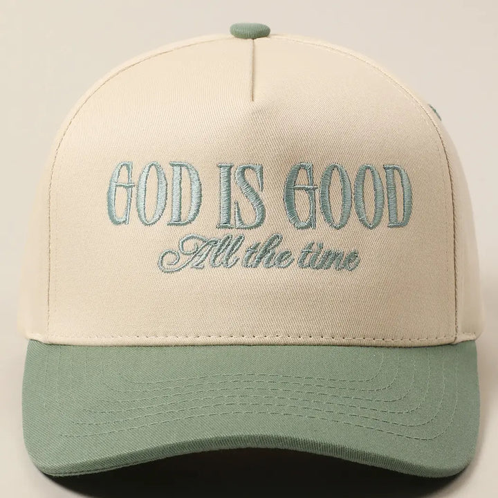 God Is Good All The Time Embroidery Trucker Hat