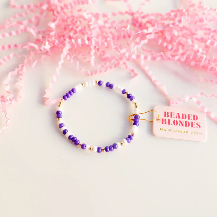 Beaded Blondes Purple & White Sprinkle Bracelet