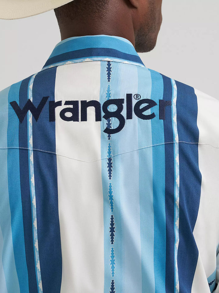 Wrangler Men's Logo LS Striped Shirt