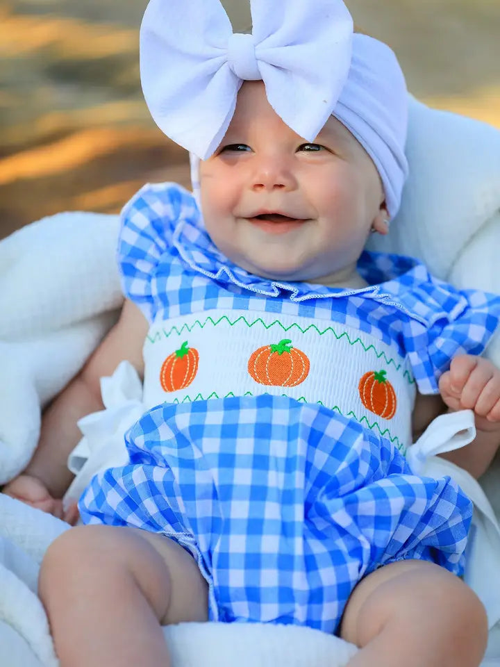 BR Rylee Faith Blue Pumpkin Romper