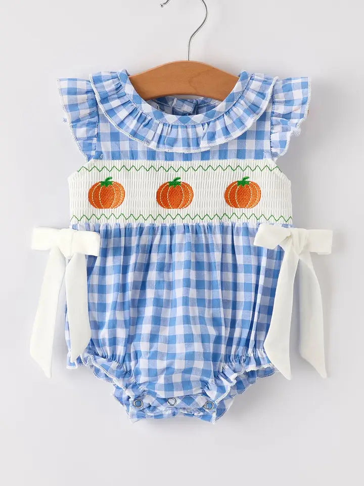 BR Rylee Faith Blue Pumpkin Romper