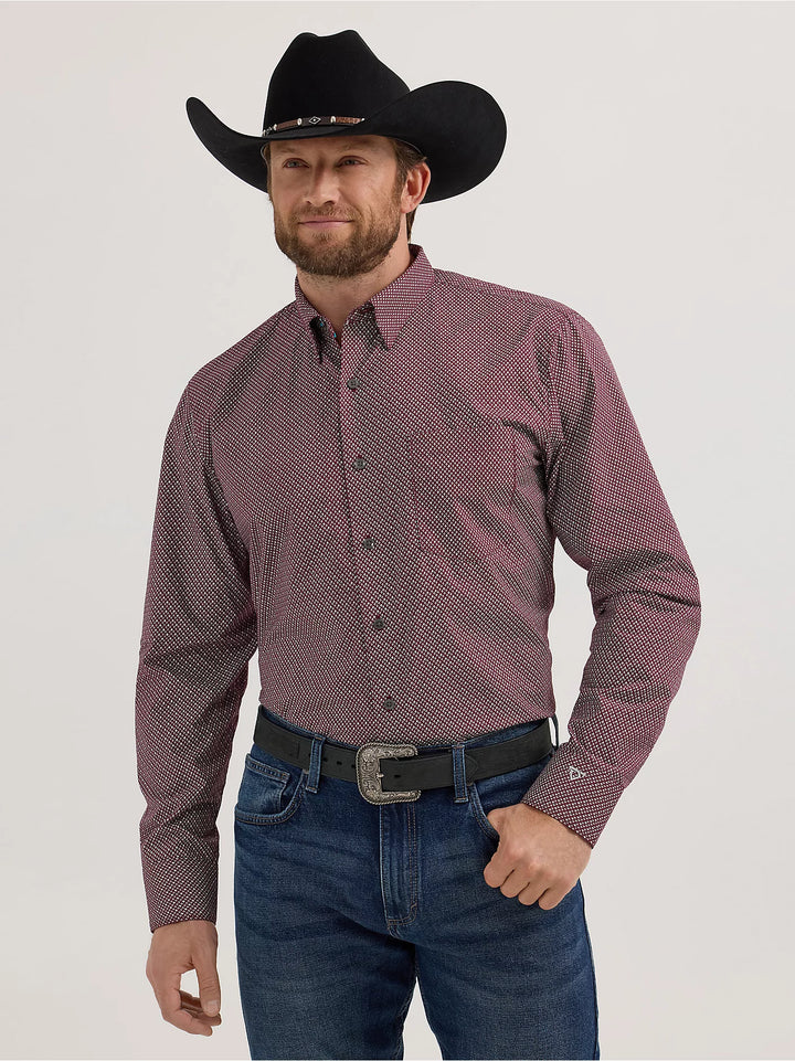 Wrangler Men's Cody Johnson LS Shirt - Burgundy Diamonds