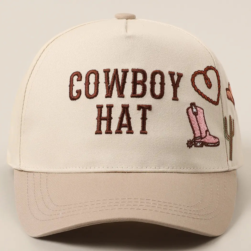 Cowboy Hat Cactus Heart Embroidery Trucker Hat