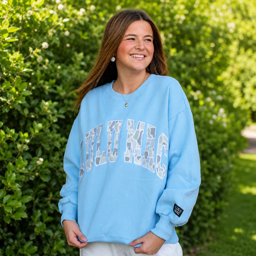 Lulu Mac White Camo Logo Sweatshirt