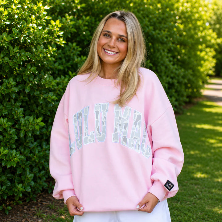 Lulu Mac White Camo Logo Sweatshirt